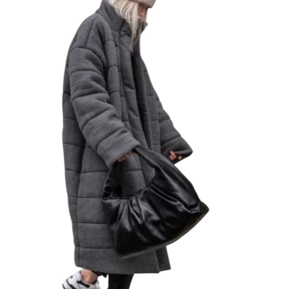 Lunya L-XL NWT (see desc) “Restore” double faces Gray Quilted coat/robe - Picture 1 of 16